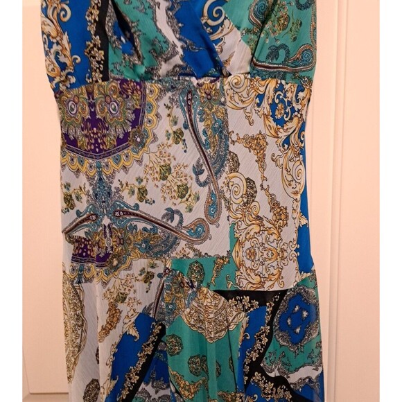 NorthStyle Maxi Dress 16 Paisley Sleeveless Blue White Purple V-Neck Polyester - Picture 5 of 16